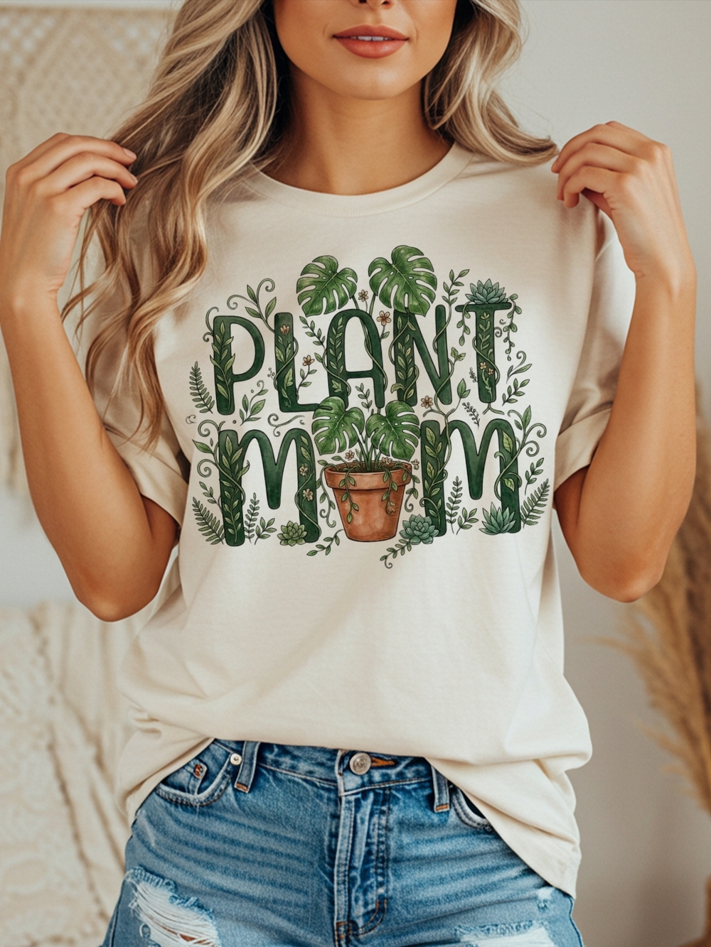 Plant Mom Graphic Tee - Cream